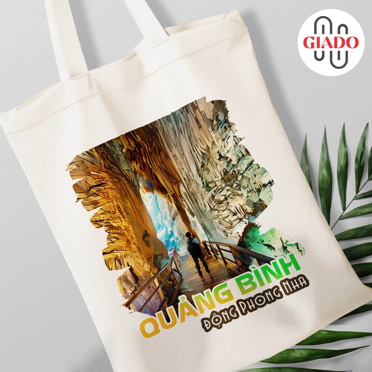 Túi canvas GIADO, túi vải bố, túi tote mẫu Quảng Bình động Phong Nha