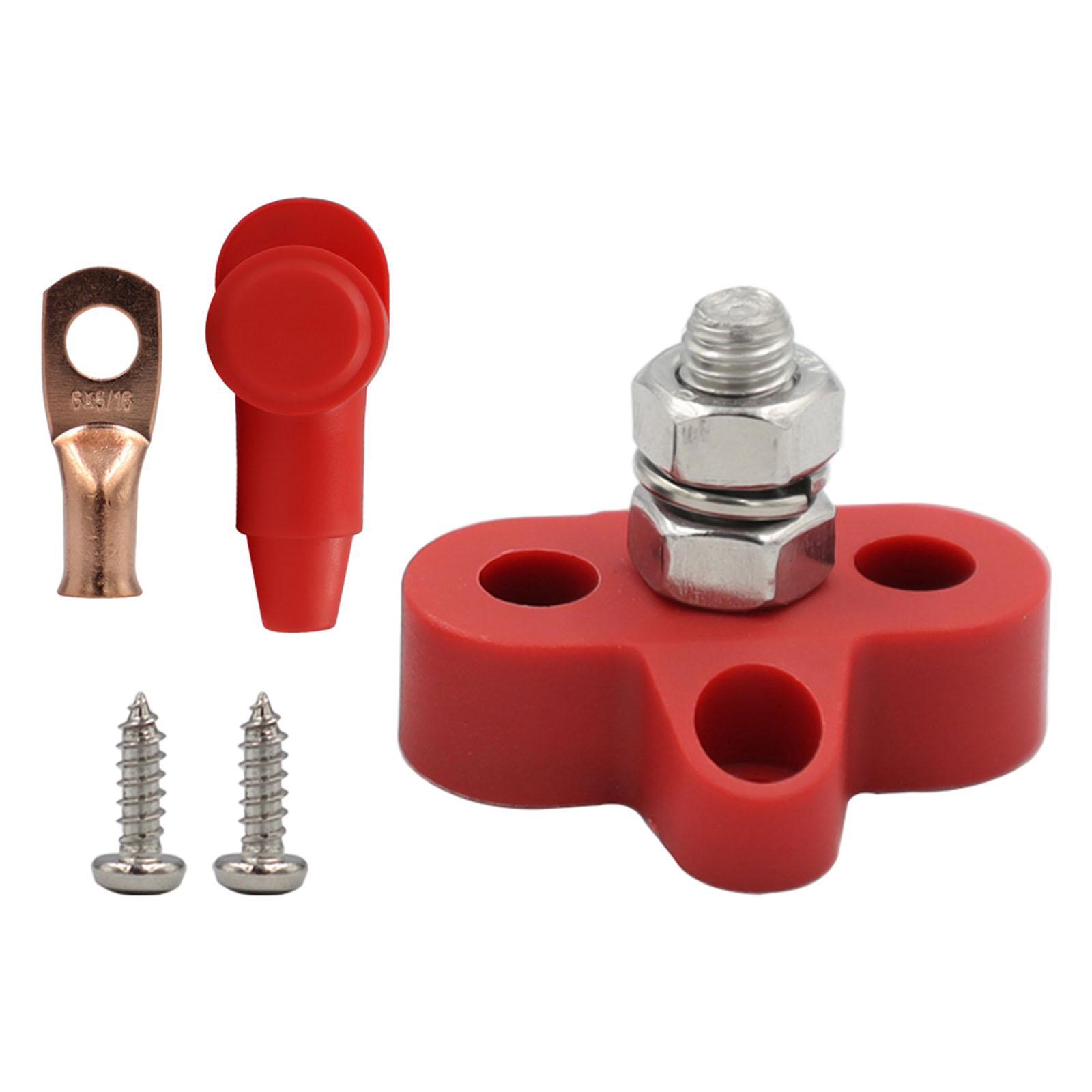 Power Distribution Terminal Block Kits 48V for Truck Car RV Red Single Stud