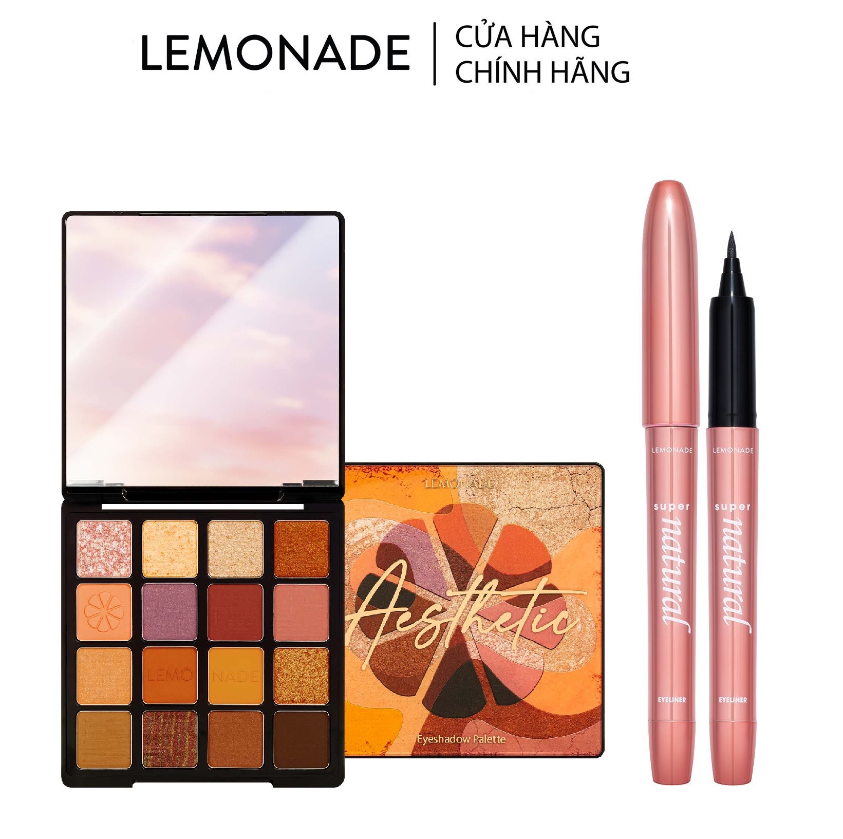 Combo Lemonade Bảng phấn mắt Aesthetic Eyeshadow Palette - Bút kẻ mắt SuperNatural Eyeliner 20.8g-1g