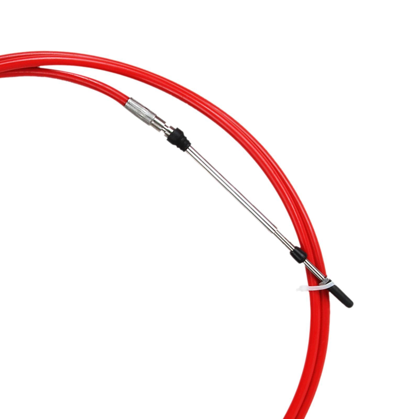2Pcs Red & Black Universal Shift Throttle Cable for Yamaha Outboard Boat Control Lever - 16Ft