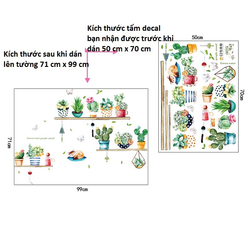 Decal dán tường khu vườn xanh combo trang trí đáng yêu