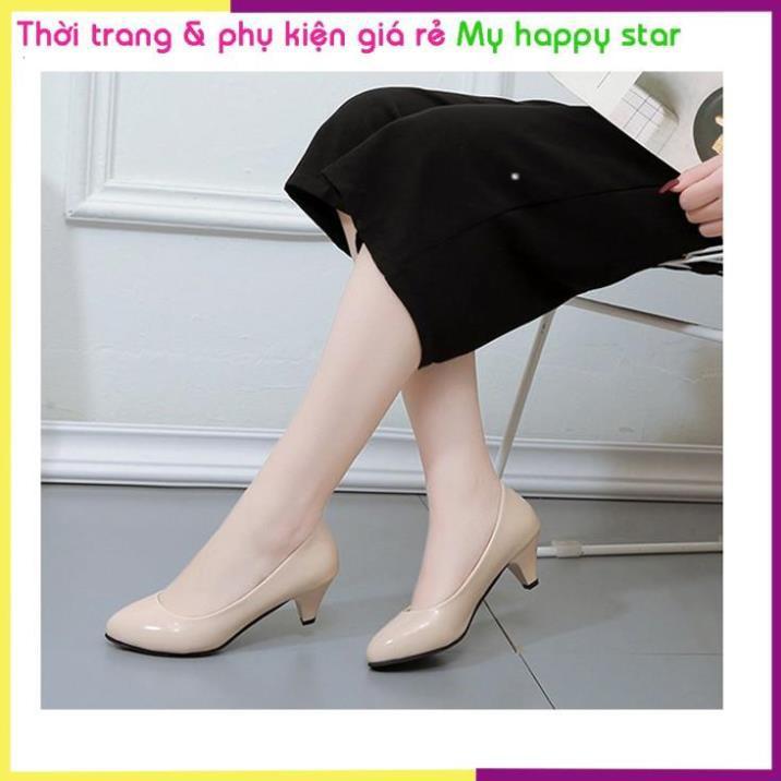 Giầy da mũi tròn đế 5cm basic dễ phối đồ GN32