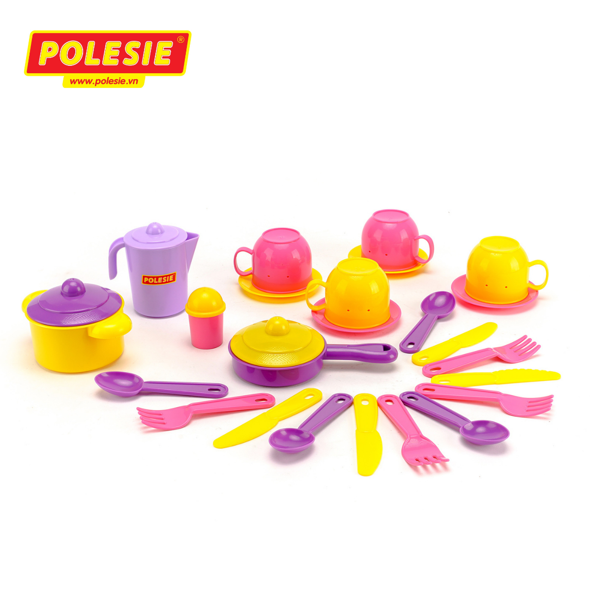 Bộ Đồ Chơi Nấu Ăn Cho 4 Người, Đồ Chơi Giáo Dục, An Toàn, Siêu Bền Cho Bé - Polesie Toys 54920