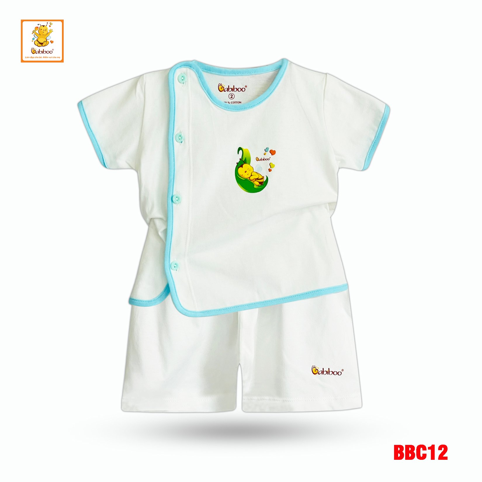Đồ sơ sinh bé trai, bé gái Babiboo, bộ cộc tay sơ sinh nút gài kiểu bác sĩ vải cotton mềm mại - BBC12
