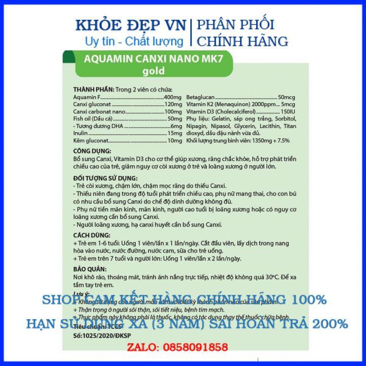 Viên uống canxi nano Mk7 bổ dung dưỡng chất glucosamin cho khớp ngừa loãng xương hôp 30 viên