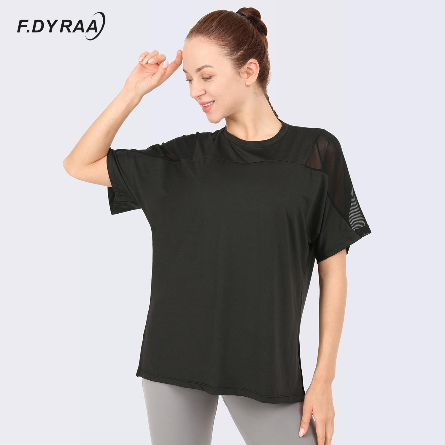 Áo phông tập thể dục của phụ nữ vừa vặn với thể thao chạy lưới yoga áo ngắn áo yoga yoga áo tập gym top áo thun nhanh Color: Black Size: XXXL