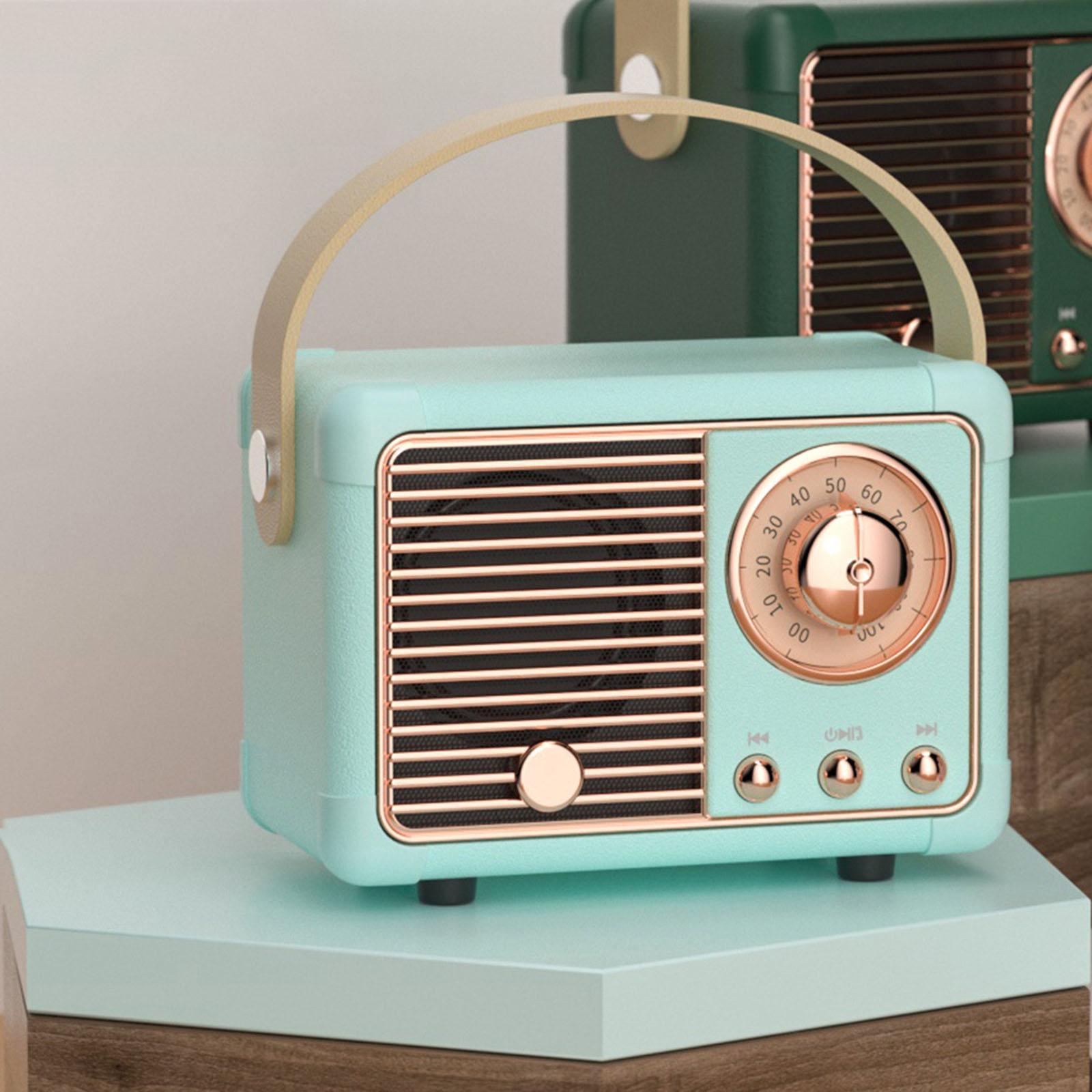 2- Retro Bluetooth Speaker Old Fashion Portable for Office Outdoor  blue