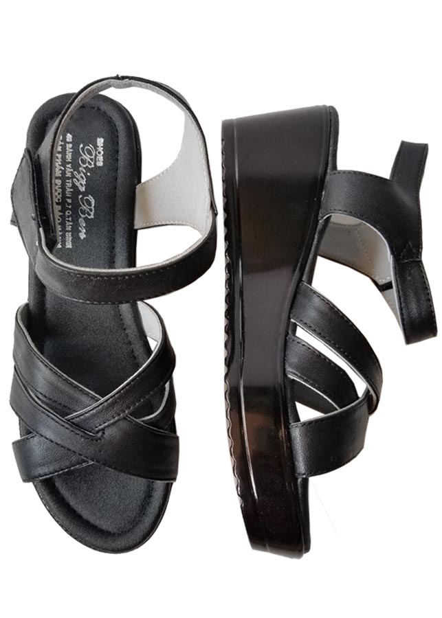 Giày sandal đế xuồng nữ da bò thật cao 5 phân HKT51