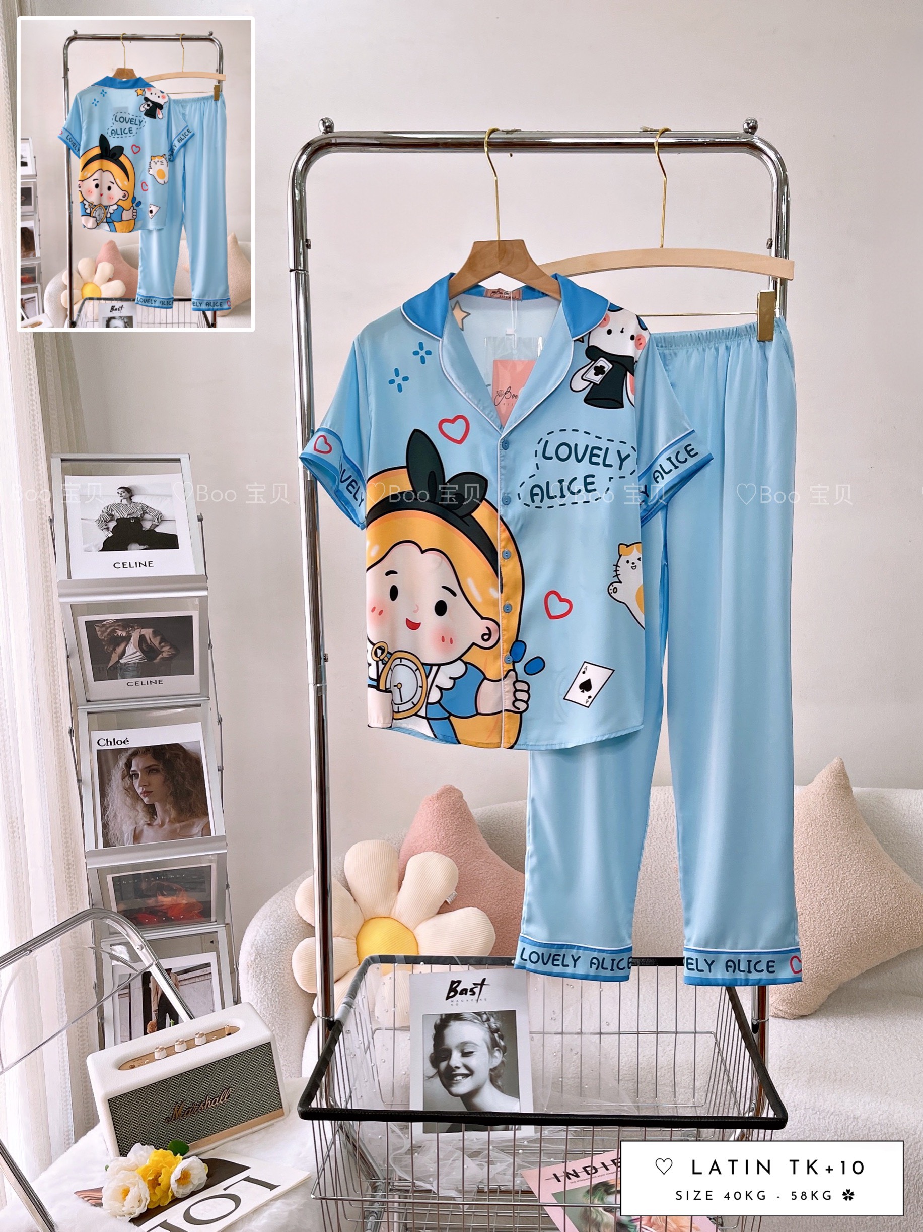 Đồ Bộ Pijama Nữ Chất Lụa Latin Cao Cấp Họa Tiết - Mã 03