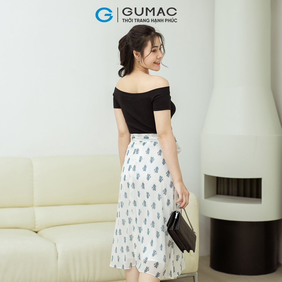 Chân váy phối thắt lưng GUMAC VD08006