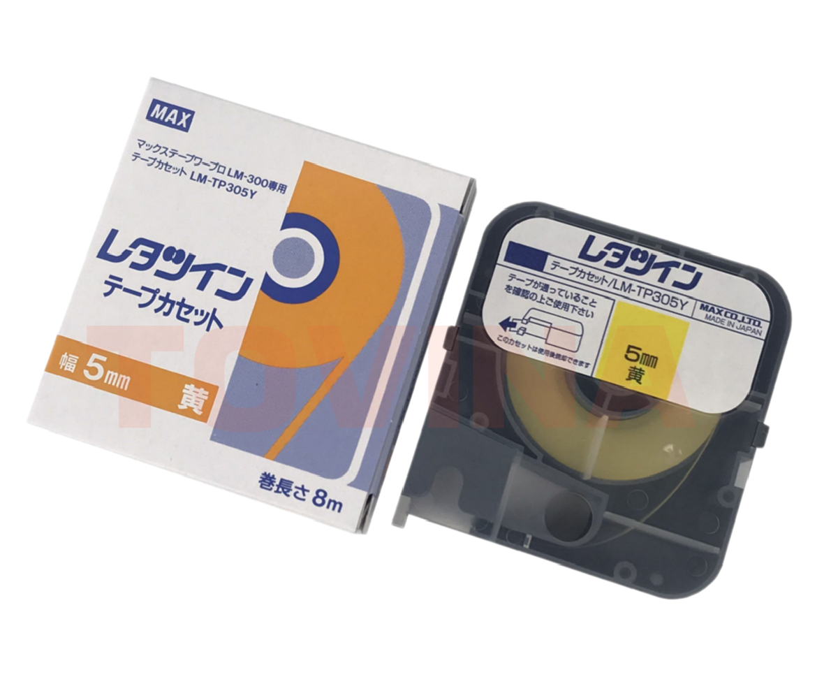 Nhãn Vàng LM-TP305Y (5mm, 8m/cái) - Hàng Chính Hãng - MAX - Nhật Bản