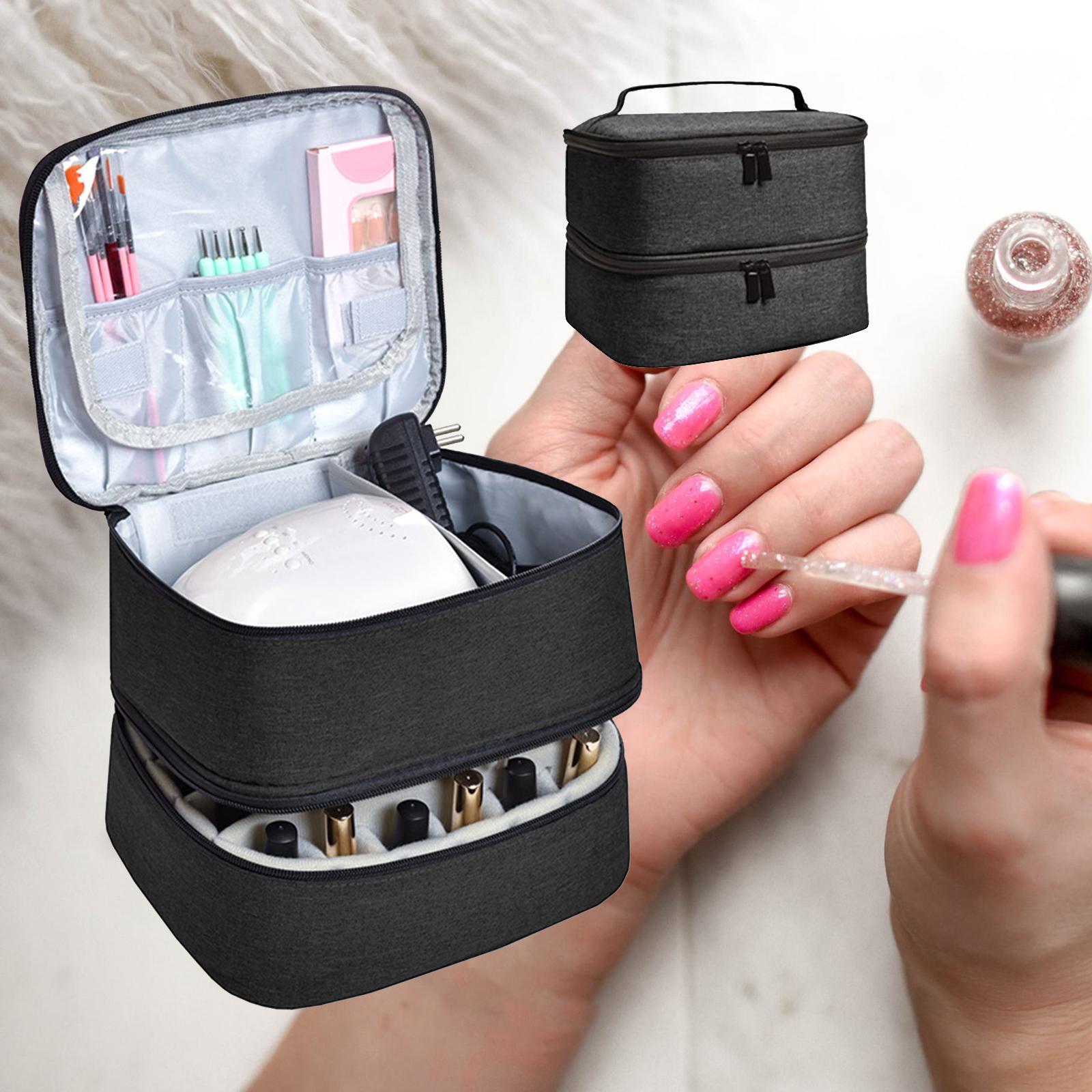 Double Layer Nail Storage Bag Organizer Portable Makeup Bag