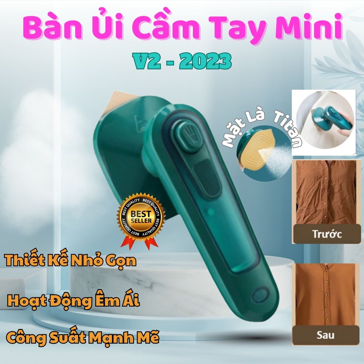 Bàn Là Ủi Hơi Nước Cầm Tay Mini 33W, Bàn Là Hơi Nước Du Lịch, Bàn Ủi Mini,  Bàn Ủi Cầm Tay Nhỏ Gọn Tiện Lợi Làm Nóng Nhanh, Bàn Ủi 2 Chế Độ Là Dễ Dàng Sử Dụng Mang Đi Mọi Nơi