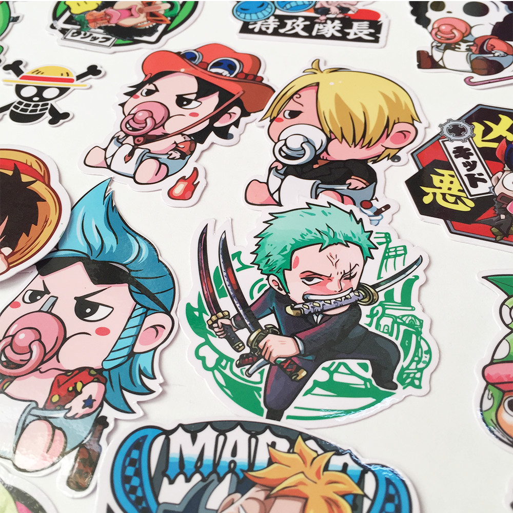 Bộ 30 Sticker One Piece Chibi Hoạt Hình - Chống Thấm Nước