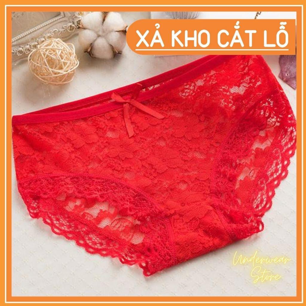 Sét 10 Quần Lót Nữ Ren Hoa Cạp Đính Nơ Chất Mềm Mịn Thoáng Mát