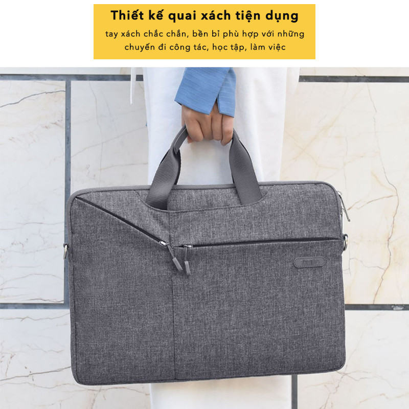 Túi đeo Laptop, Macbook : Chống sốc cao cấp, Bảo vệ chống nước - W31 Màu xám