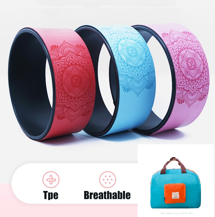 Vòng tập yoga 33 * 14 cm PU khung nhựa ABS chịu lực 300 kg bọc cao su Pu in hoa văn chống trơn trượt 100%