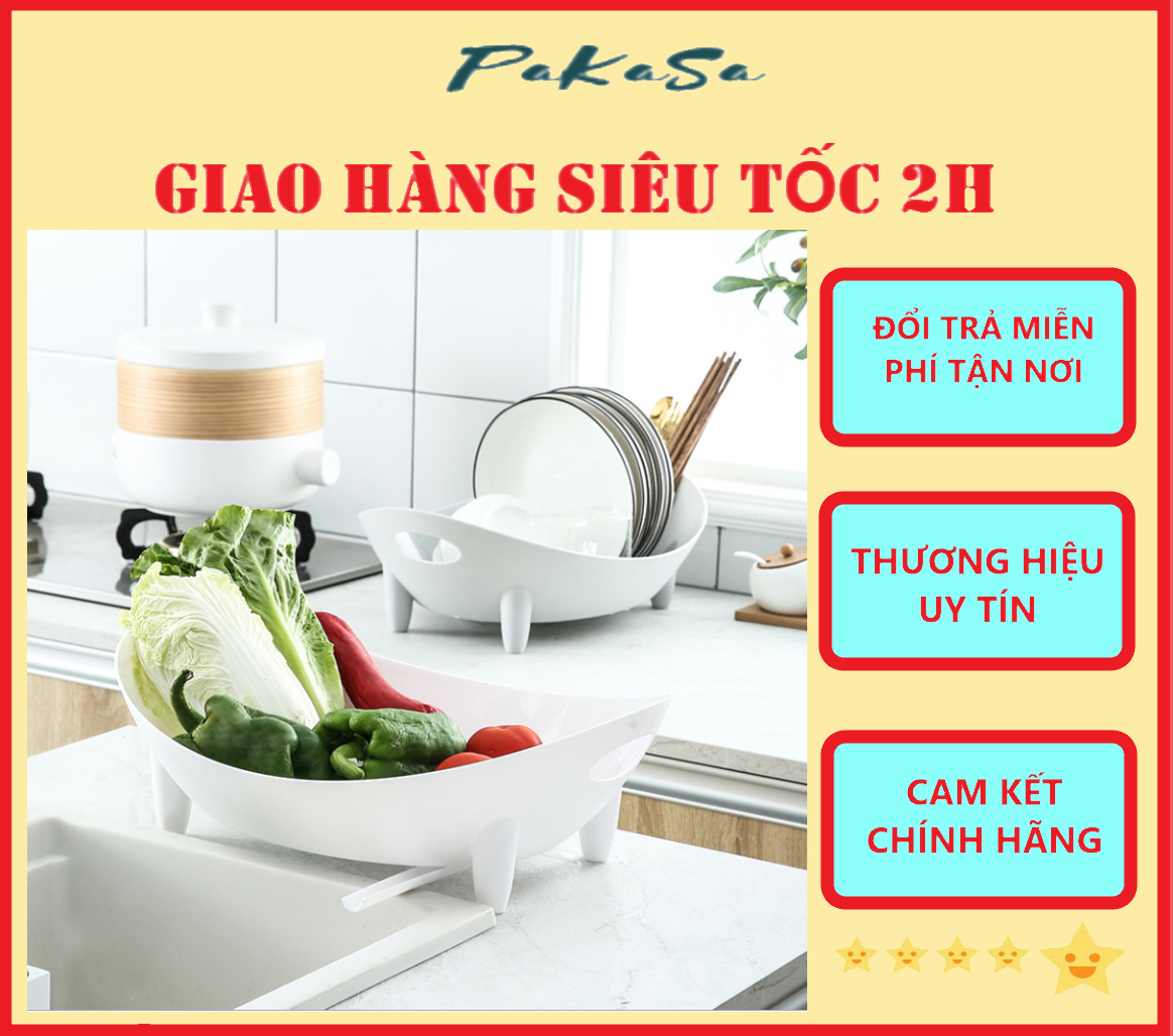 Rổ Giá Úp Bát Đĩa Thông Minh Hình Chiếc Thuyền Có Khay Hứng Nước - Đồ dùng nhà bếp thông minh PaKaSa - Hàng Chính Hãng