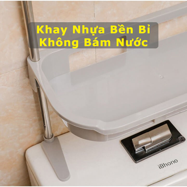 Kệ 2 tầng đa năng để trên bồn cầu nhà vệ sinh, kệ nhà tắm đa năng dán tường, kệ để gia vị nhà bếp 2 tầng