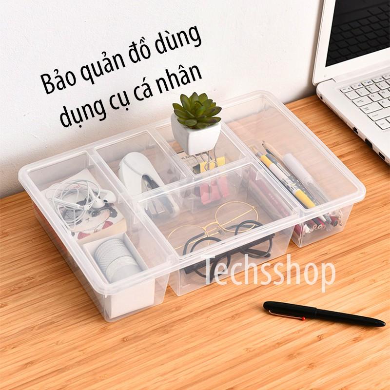 Hộp Nhựa Bảo Quản Thực Phẩm Trong Suốt 5 Ngăn Có Nắp Đậy - Hộp Đựng Lưu Trữ Rau, Củ Quả, Trái Cây Trong Tủ Lạnh - 1 Cái