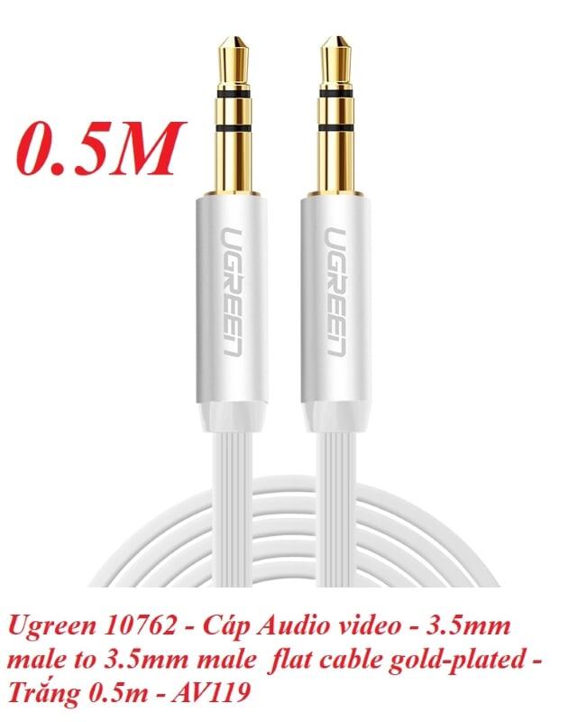 Ugreen UG10762AV119TK 0.5M màu Trắng Cáp âm thanh 2 đầu 3.5mm dương dây dẹt - HÀNG CHÍNH HÃNG