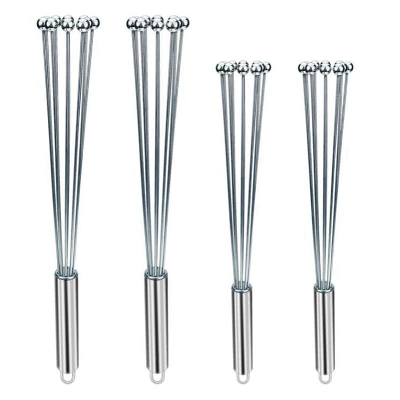 4 Miếng Thép Không Gỉ Bóng Đánh Dây Máy Đánh Trứng Bộ Nhà Bếp Cỏ Roi Để Nấu Ăn, Xay Sinh Tố, đánh Bại