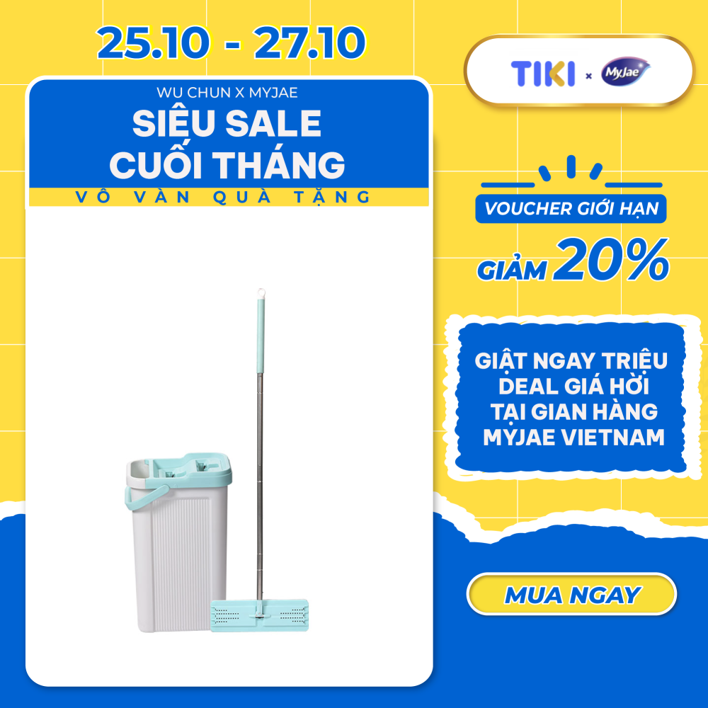 Bộ Lau Nhà MyJae Đài Loan Sợi Fiber Xoay 360 Độ Thông Minh 125cm