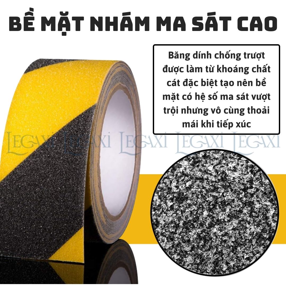 Cuộn Băng Keo Nhám Cát Màu Đen Vàng Chống Trượt Phân Chia Khu Vực Độ Nhám Cao Ma Sát Cao Dán Cầu Thang Legaxi