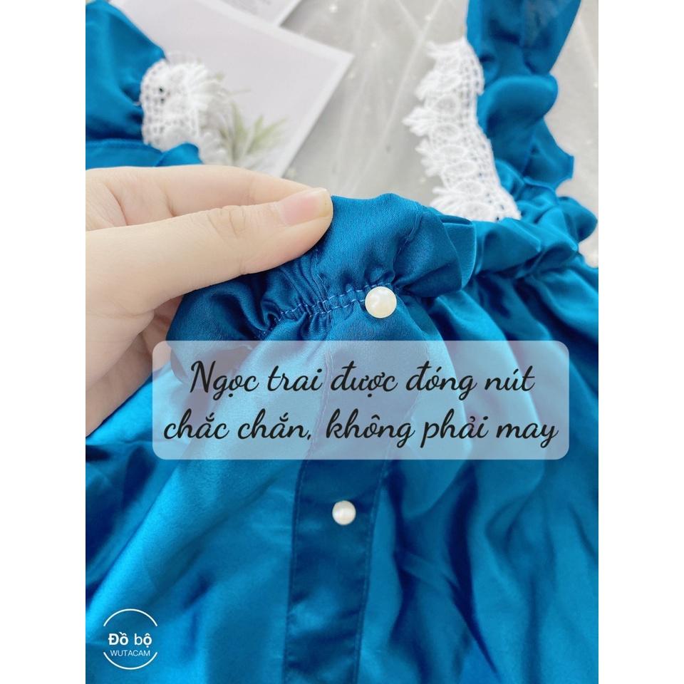 Bộ ngủ đùi cánh tiên mùa hè, Đồ bộ mặc nhà chất satin mềm mát - Phuongaliceshop