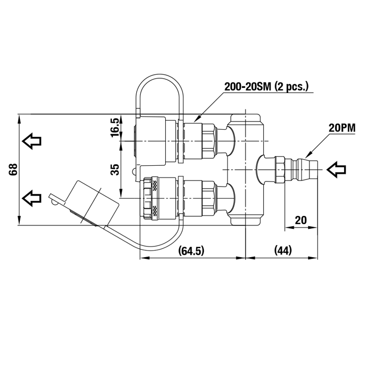 Khớp nối nhanh hai ngả 200T - Nitto