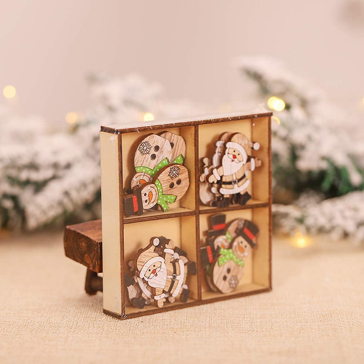 Trang trí cây Giáng sinh bằng gỗ để treo, treo đồ trang trí trong gỗ Giáng sinh, bộ chip gỗ trang trí đầy màu sắc, mặt dây chuyền Giáng sinh với hộp lưu trữ và khăn quàng cổ