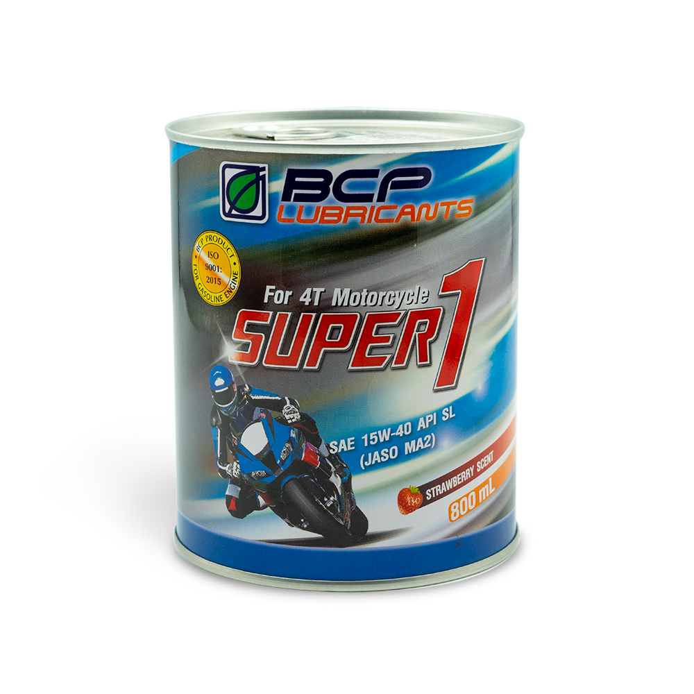 Lon nhớt xe số BCP Super 1 - SAE 15W40 - API SL - JASO MA2 - 800 mL - Tặng 1 phễu thay nhớt cán dài