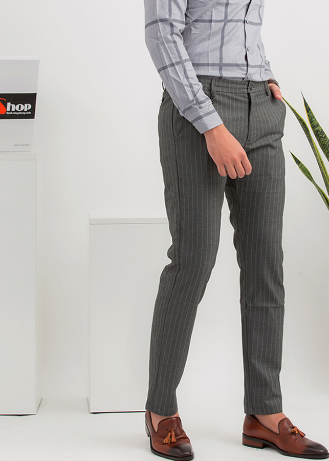 Quần Tây Nam Titishop Xám Phối Sọc QTN125