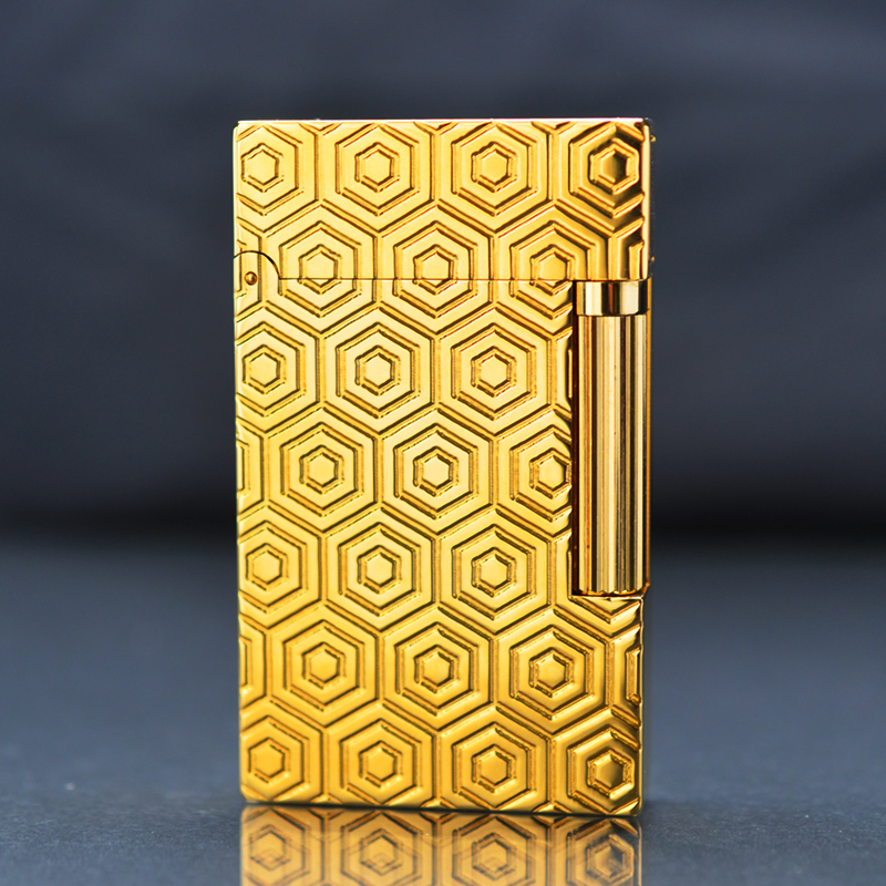 Vỏ Hột Quẹt Bật Lửa Upon D101V Họa Tiết Hoa Văn Vàng Sang Trọng - Dùng Gas Đá Cao Cấp