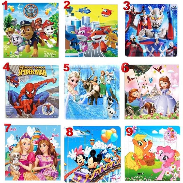 COMBO 10 TRANH XẾP HÌNH GỖ PUZZLE 9 MIẾNG CHO BÉ TỪ 2-6 TUỔI( có nền nhận biết)