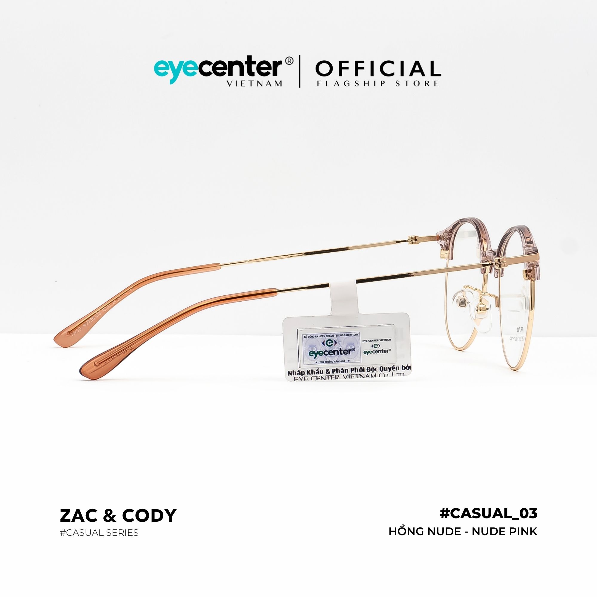 Gọng kính cận nam nữ chính hãng ZAC CODY kim loại chống gỉ nhiều màu C03-S by Eye Center Vietnam