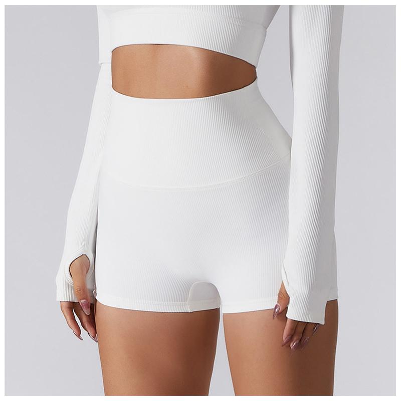 Wareball MỚI RIBBED RUN RUN RUN RUTY SHORTS Legging Phụ nữ đẩy quần short quần legging quần áo thể thao quần yoga quần giữa Color: White Size: L