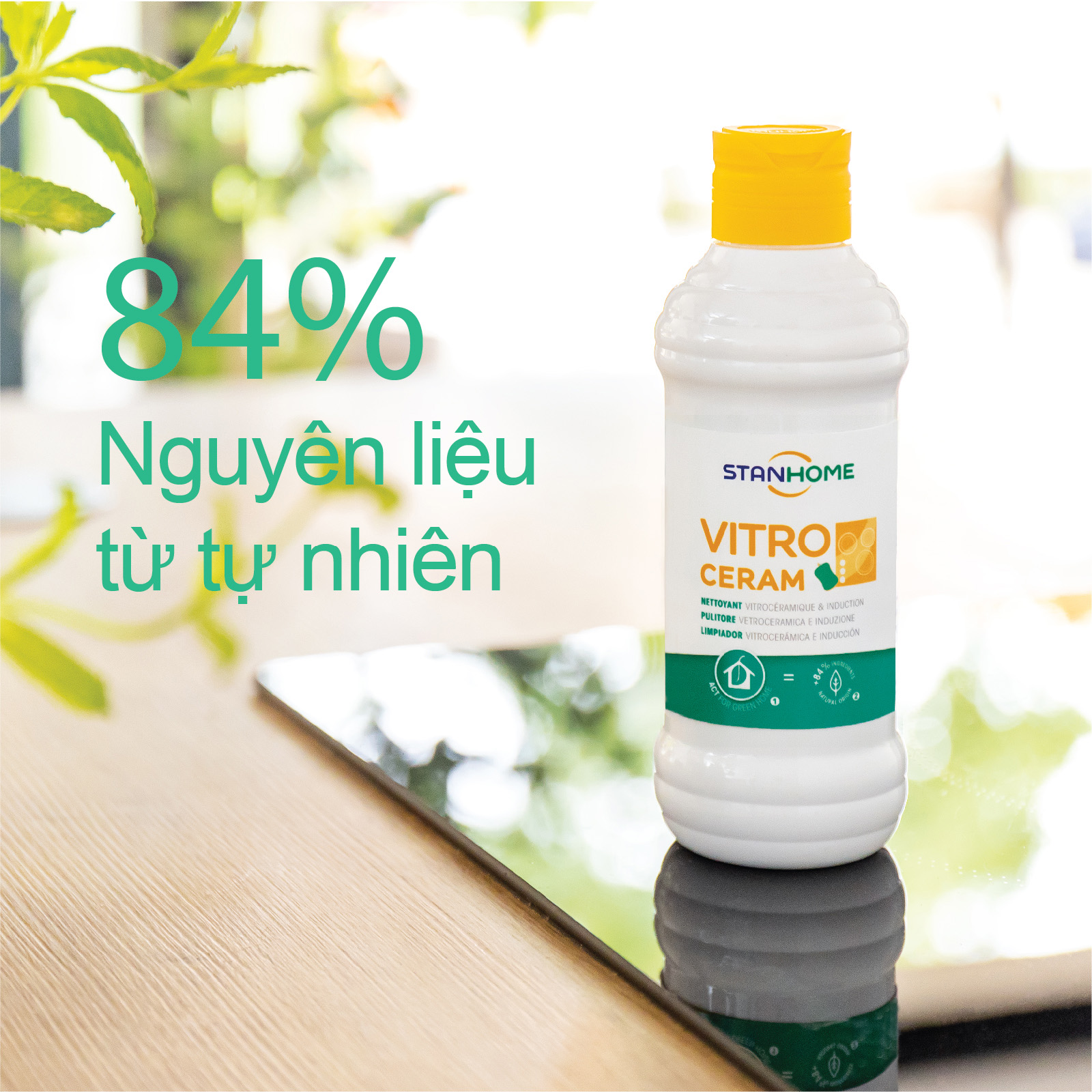 Kem làm sạch bếp điện từ, bếp hồng ngoại chiết xuất từ tự nhiên Stanhome Vitro Ceram 250ml/chai