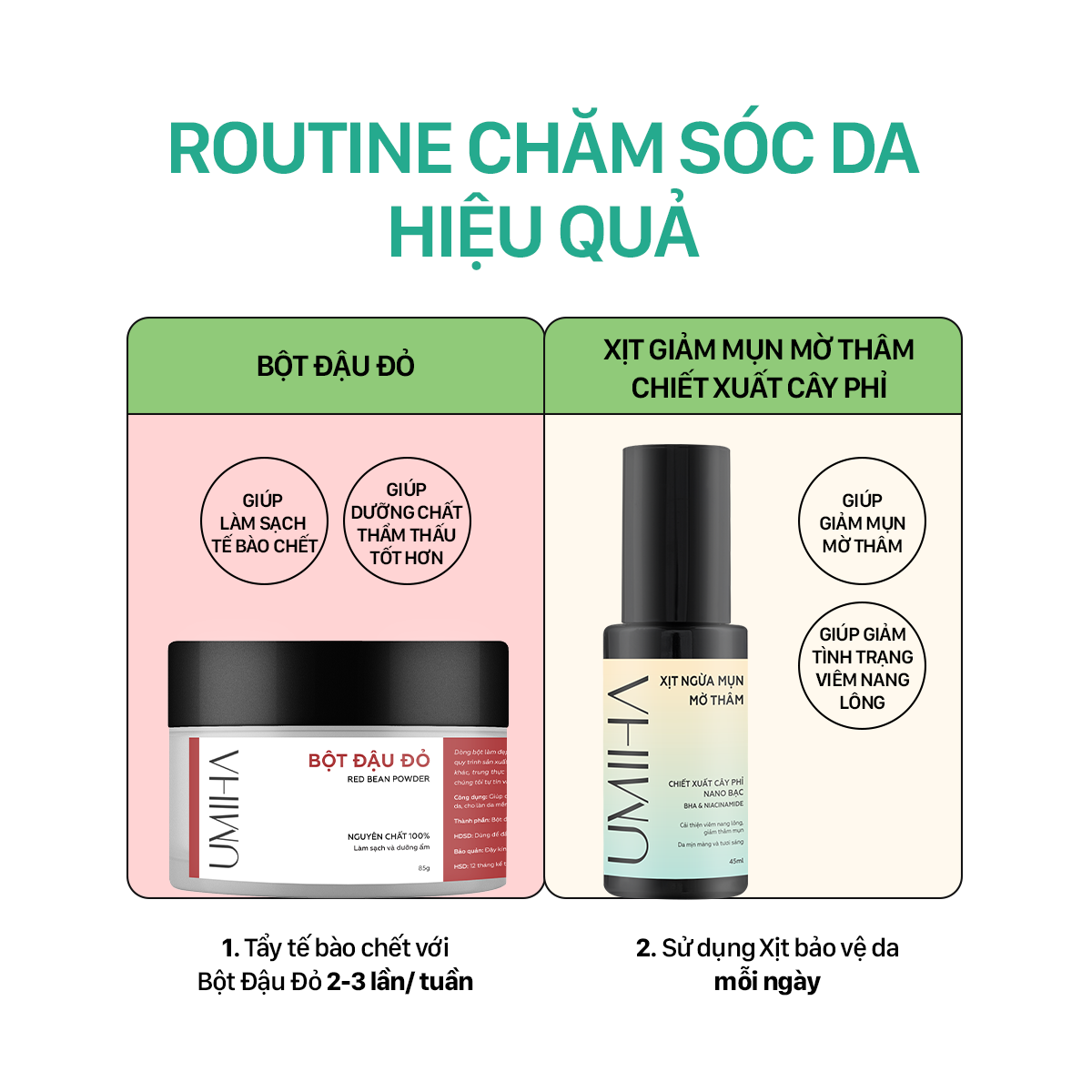 Xịt viêm nang lông viêm lỗ chân lông UMIHA  45ml giảm viêm nang lông, mụn lưng, ngực mông, mờ thâm sáng da