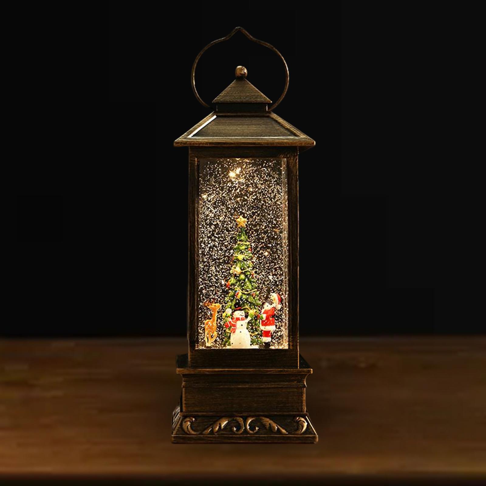 Glittering Christmas Music Box Lantern Rotating for Holiday Indoor Decor