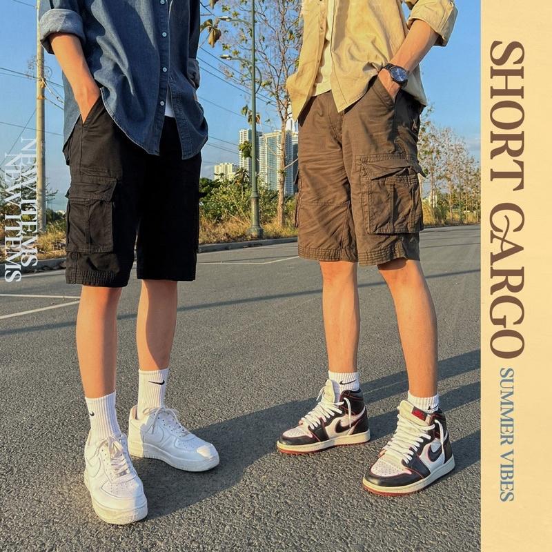 Quần Short Kaki Túi Hộp Nam Màu Sắc Vintage - New - Quần Đùi Túi Hộp Chất Vải Đẹp Ảnh Thật Tự Chụp