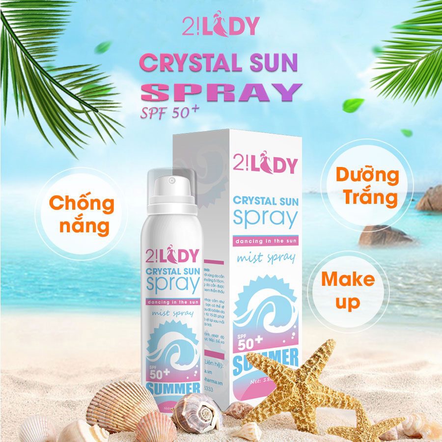 Xịt Chống Nắng 2Lady Magic Skin – Crystal Sun Spray – Siêu Phẩm 3 Trong 1 180ml