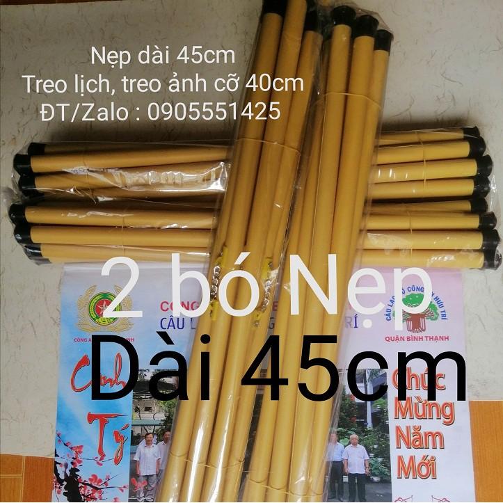 Bộ 2 bó ống trúc( nẹp ) treo lịch, treo tranh, ảnh , giấy thư pháp. Treo cỡ tranh 40cm