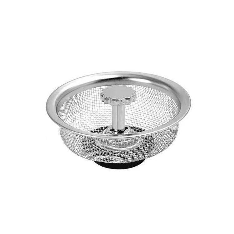 Phụ kiện lọc rác bồn rửa chén nhà bếp bằng inox, có tay cầm và nút cao su