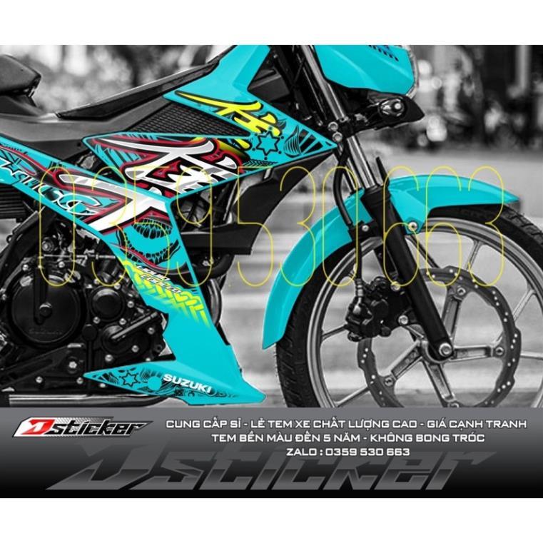 Bi Decal Tem rời Satria xanh ngọc - mẫu Hayabusa  2021