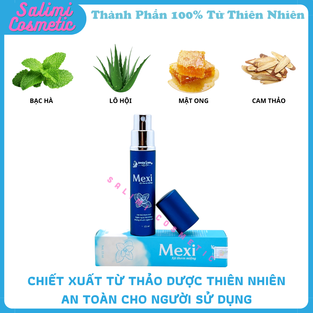 Xịt Thơm Miệng MEXI Quyên Lara - Giúp Hơi Thở Thơm Mát, Hết Hôi Miệng, Giảm Tình Trạng Viêm Lợi, Viêm Chân Răng, Dung Tích 15ml