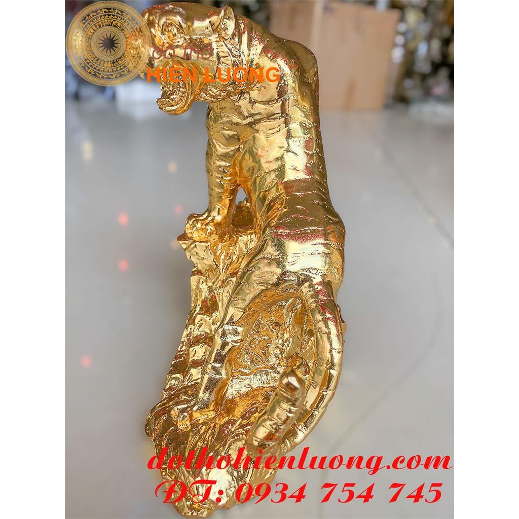 Tượng Hổ Đứng Dát Vàng 24K