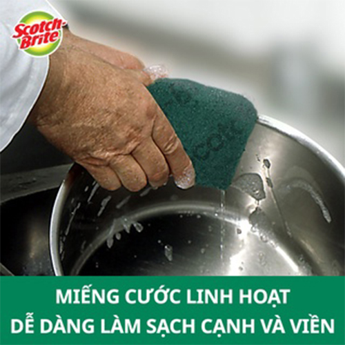 Cước rửa chén siêu sạch Scotch Brite 3M 150x100mm hình chữ nhật đa năng,lấy sạch vết bẩn cứng đầu hiệu quả
