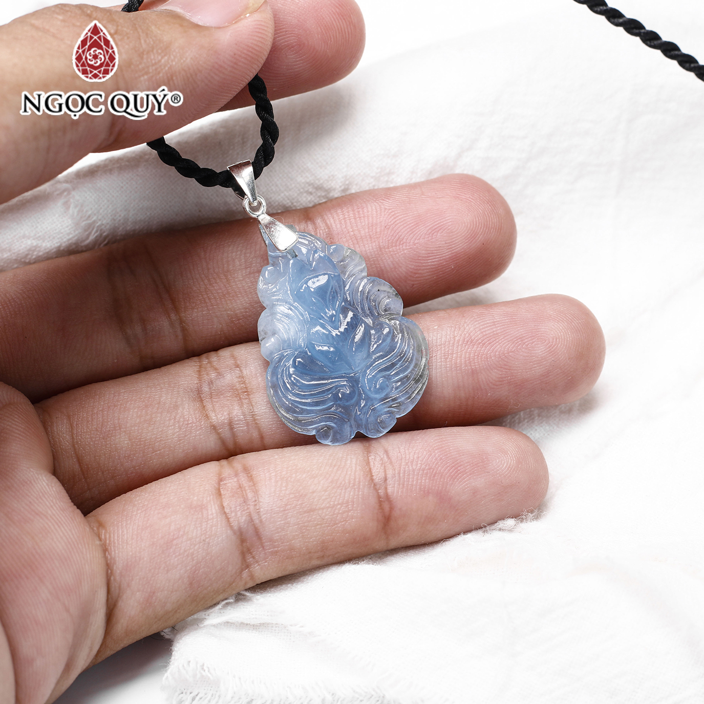 Mặt dây chuyền nữ hoàng hồ ly đá aquamarine mệnh thủy, mộc - Ngọc Quý Gemstones