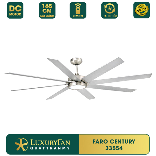 Quạt trần FARO CENTURY - Động cơ DC, 8 cánh MDF dài 165cm - Hàng chính hãng